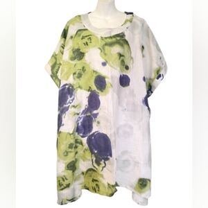 New IC By Connie K Linen Women's Dress Lagenlook Art to Wear Size: L